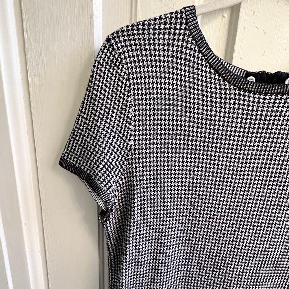 Alice + Olivia Employed Black & White Houndstooth Knit Top Size Large - Picture 4 of 8
